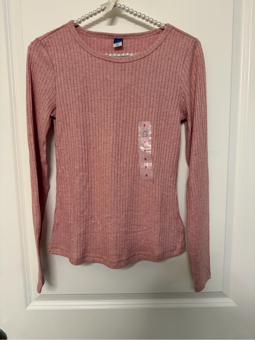 Old Navy Pink Ribbed Knit Long Sleeve Top - Size Small (NWT)